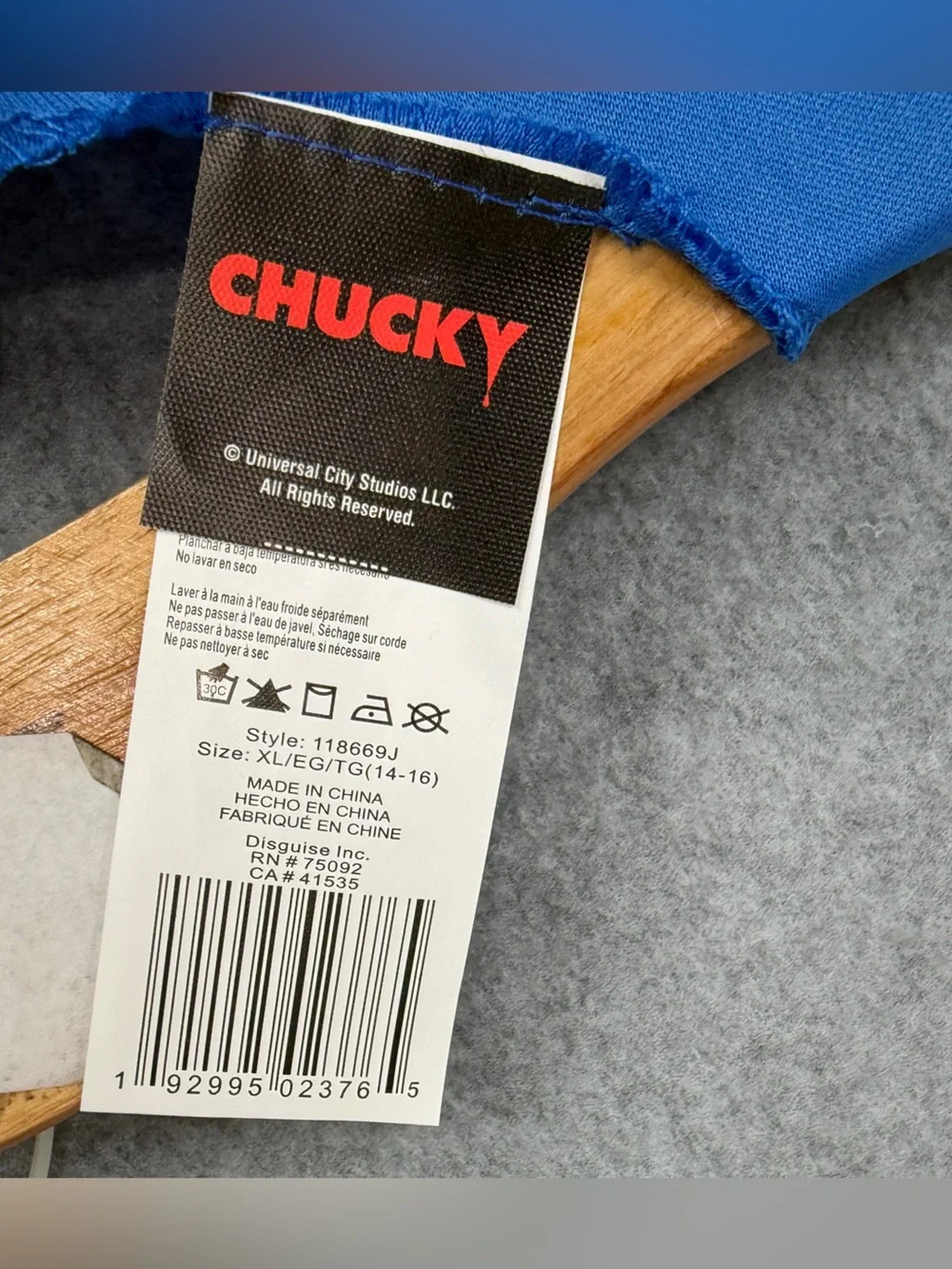 Boys XL 14-16 Chucky Classic Halloween Costume Horror Movie Doll New
